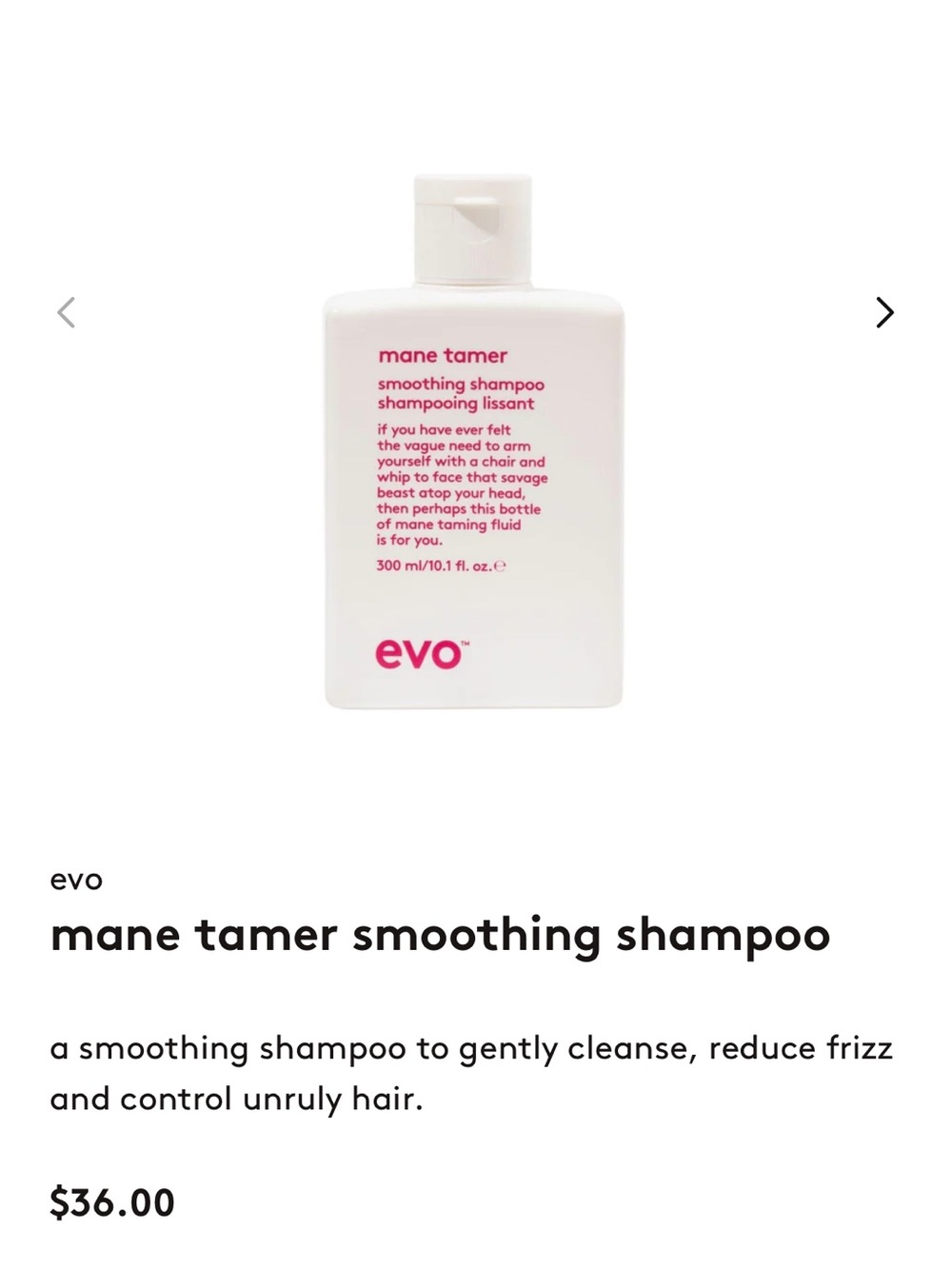 evo Mane Tamer Smoothing Shampoo — White